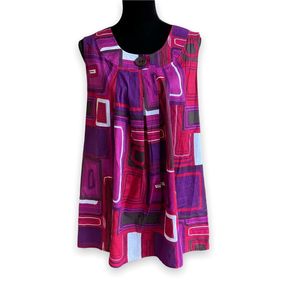 Duo Maternity NEW NWT‎ Purple Wine Grape Royal Geometric Tank Medium - Picture 4 of 8